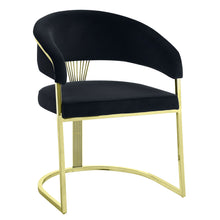 Load image into Gallery viewer, Upholstered Velvet Partially Open Back Dining Side Chair - Black
