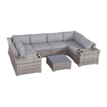 Load image into Gallery viewer, 4 Person Patio Seating Set With Cushions, All Weather - Gray
