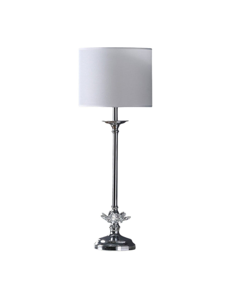 Metal Table Lamp With White Globe Shade - Silver