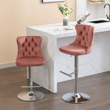 Load image into Gallery viewer, Swivel Barstools Adjusatble Seat Height From 25-33", Modern Upholstered Base Bar Stools With Backs Comfortable Tufted For Home Pub And Kitchen Island (Set of 2)
