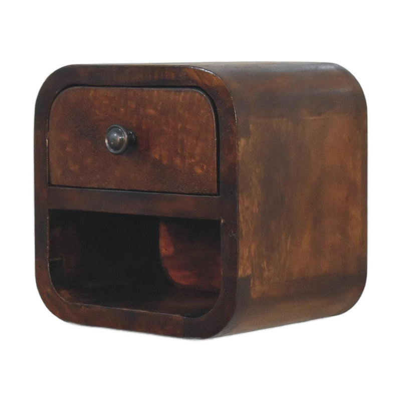 8" Solid Wood One Drawer Floating Nightstand - Chestnut