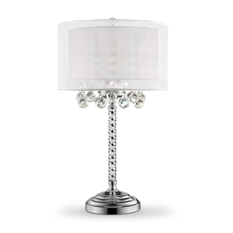 Chic Tall Table Lamp With Crystal Accents And Silver Shade - Silver