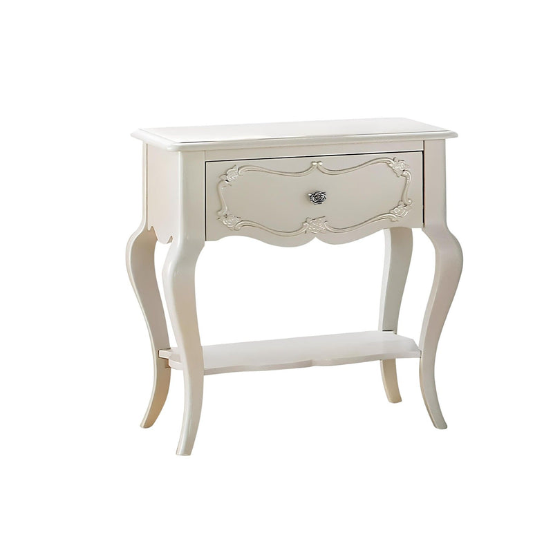 Pine Wood Nightstand - Pearl White