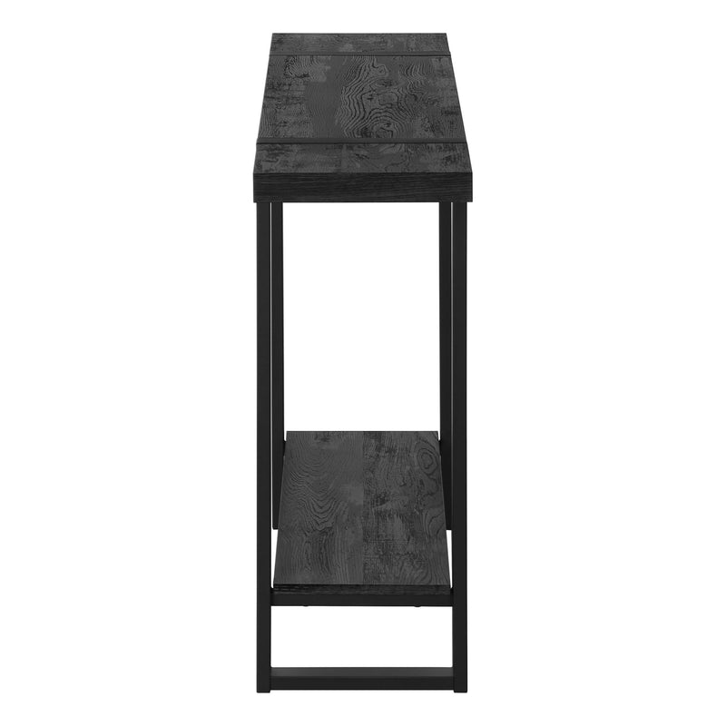 47" Wood And Metal Distressed Sled Console Table With Shelf - Black