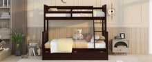 Load image into Gallery viewer, Twin-Over-Full Bunk Bed with Ladders and Two Storage Drawers(Espresso)( old sku:LT000165AAP）
