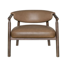 Load image into Gallery viewer, 33" Faux Leather And Wood Arm Chair - Brown / Dark
