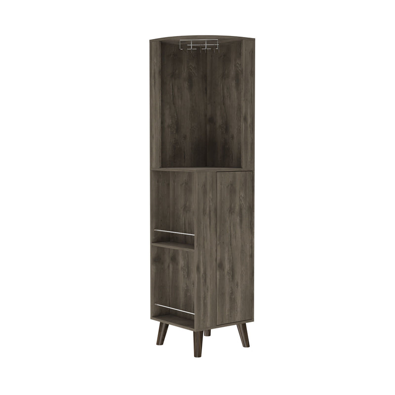 73" Wood Corner Bar Cabinet With One Drawer - Gray