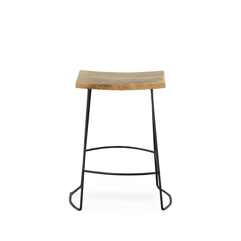 25" Steel Backless Counter Height Bar Chairs (Set of 2) - Natural And Black