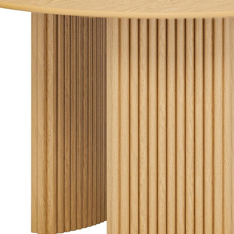 Solid Wood Three Leg Base Round Top Dining Table - Natural