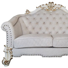 Load image into Gallery viewer, Two Tone Velvet Loveseat And Toss Pillows - Ivory / Pearl
