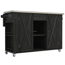 Load image into Gallery viewer, Outdoor Kitchen Island With Stainless Steel Top, Ample Storage Space, Towel And Spice Racks And A Bottle Opener
