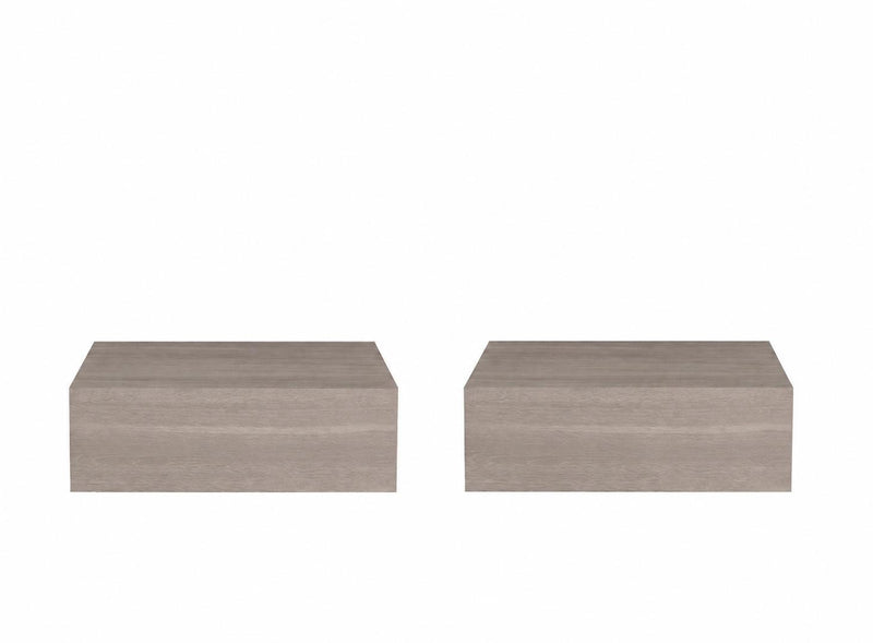 Wood One Drawer Floating Nightstand (Set of 2) - Gray
