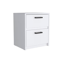 Load image into Gallery viewer, 15.7" x 12.7" x 18.6" Two Drawer Faux Wood Nightstand - White
