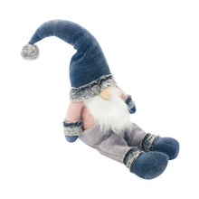 Load image into Gallery viewer, Fabric Christmas Santa Sitting Gnome - Blue / Pink / White
