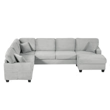Load image into Gallery viewer, Upholstered U-Shaped Sectional Sofa With Movable Ottoman And Side Storage Pockets
