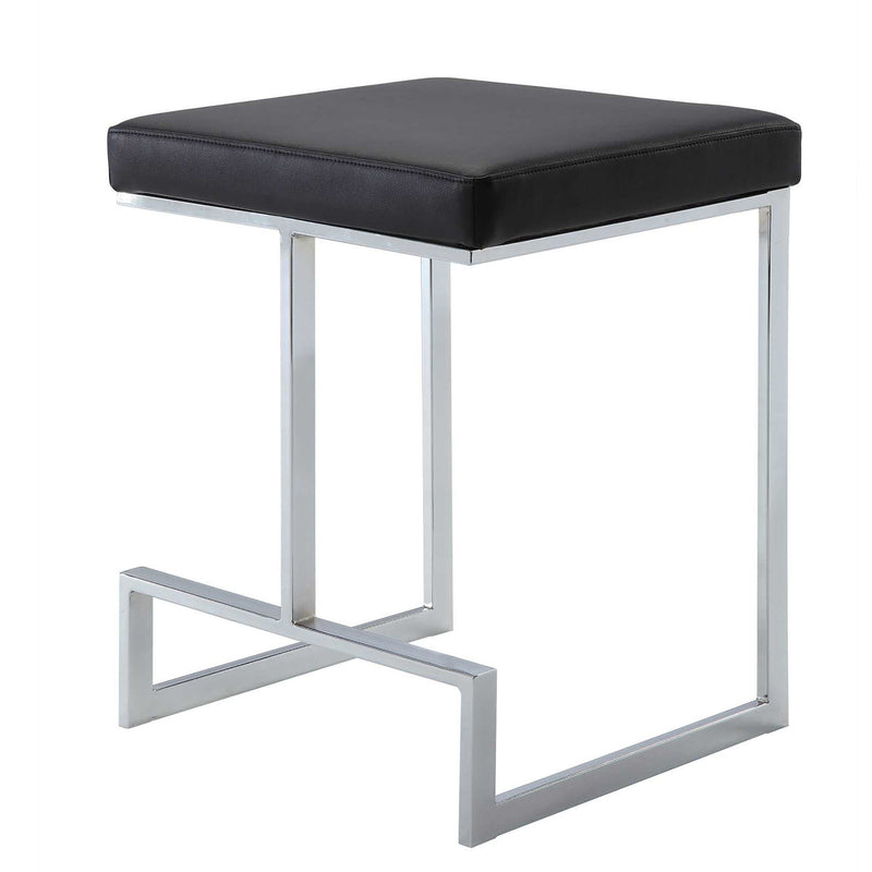 Faux Leather And Steel Backless Counter Height Bar Chair 24" - Black
