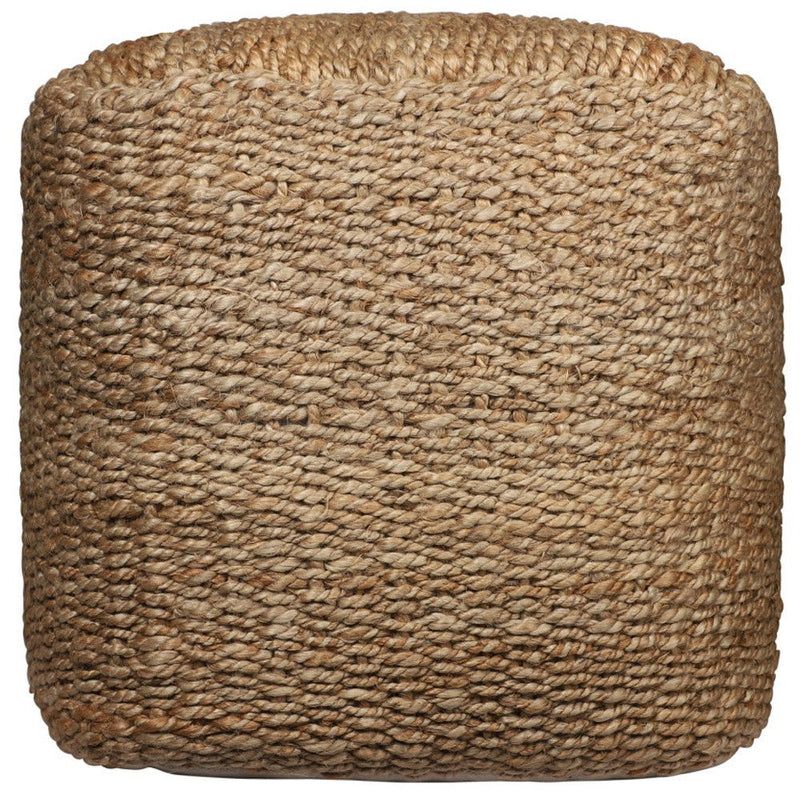 18" Jute Woven Blend Cube Pouf Ottoman - Natural