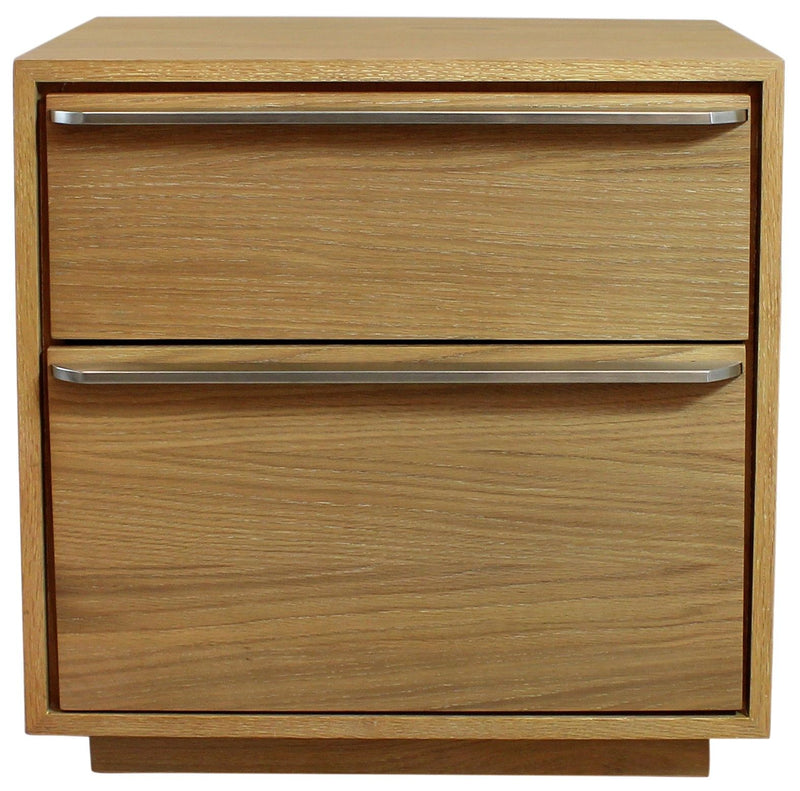 24" Solid And Manufactured Wood Two Drawer Nightstand - Natural