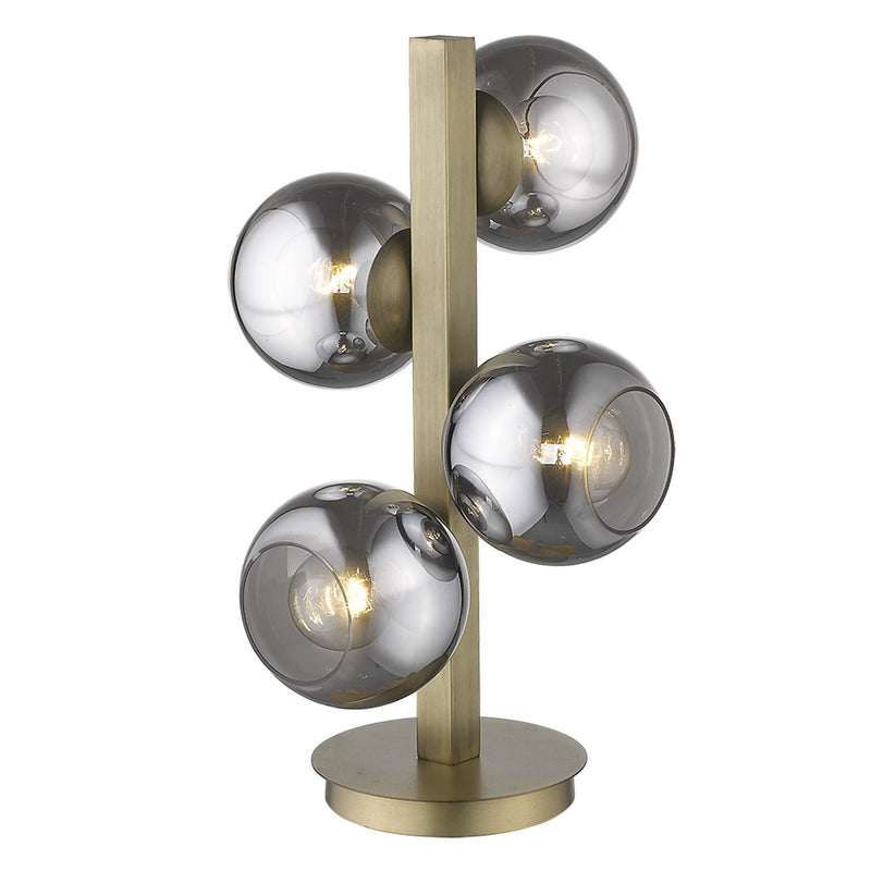 Metal Four Light Novelty Table Lamp With Silver Metallic Globe Shades - Brass