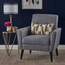 Load image into Gallery viewer, Contemporary Club Chair With Nailhead Trim Fabric And Birch Wood Legs
