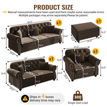 Load image into Gallery viewer, Upholstered Sofa Set With Nailhead Trim And Rolled Armrests, Includes Pillows
