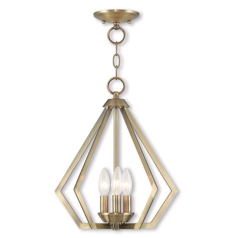 16'' Three Light Dimmable Chandelier With Shades - Antiqued Brass