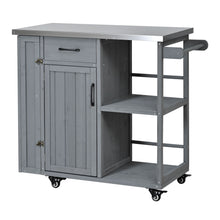 Load image into Gallery viewer, Outdoor Kitchen Island Prep Station With Lockable Wheels, Ample Storage, Towel &amp; Spice Racks
