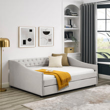 Load image into Gallery viewer, Upholstered Tufted Daybed With Drawers, Waved Arms
