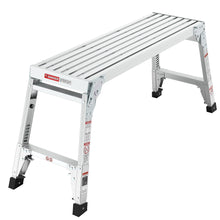 Load image into Gallery viewer, Aluminum Work Platform Large Size Step Stool Folding Portable Work Bench 40" Width Telescopic Feet Height Adjustable - Gray
