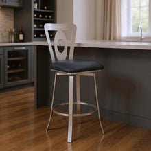 Load image into Gallery viewer, 46" Faux Leather Swivel Bar Height Bar Chair - Gray / Silver
