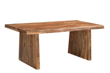 Load image into Gallery viewer, 74" Wood Double Pedestal Base Live Edge Dining Table - Brown
