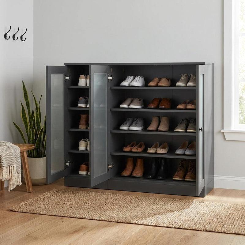 Solid Woodshoe Storage Cabinet (756033) - Gray