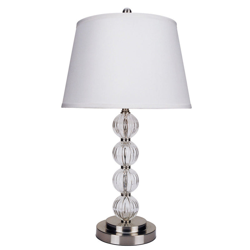 29" Metal Table Lamp With White Classic Empire Shade - Silver