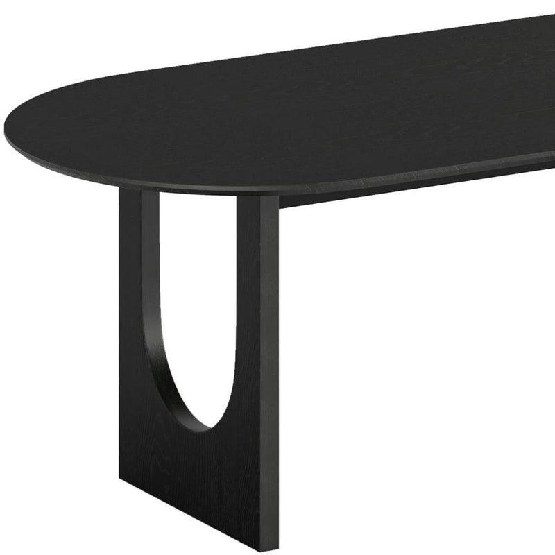 Wood Mirrored Double Pedestal Base Oval Dining Table - Black