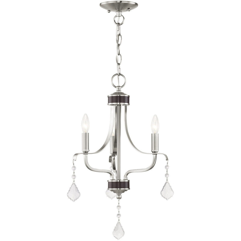 20" Three Light Dimmable Chandelier With Shades - Nickel