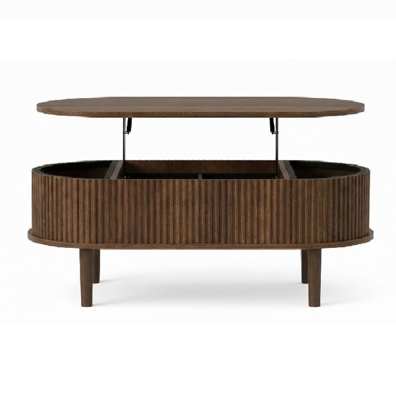 Wood Oval Lift Top Coffee Table - Brown