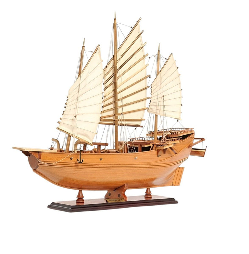 Hand Painted Model Boat Tabletop Sculpture (401202) - Brown