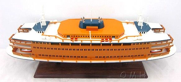 Staten Island Ferry Boat Hand Painted Decorative Boat - Maroon