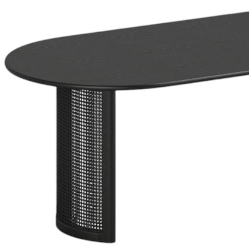 79" Solid Wood Mirrored Double Pedestal Base Dining Table - Black