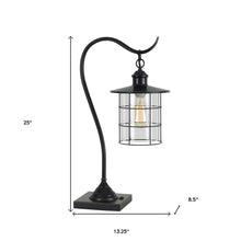 Load image into Gallery viewer, Metal Lantern Style Desk Lamp With Edison Bulb - Bronze
