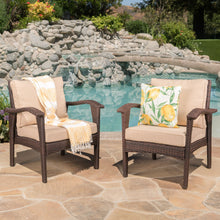 Load image into Gallery viewer, Honolulu - Club Chair (Set of 2) With Weather Resistant Wicker And Cushions - Brown / Tan
