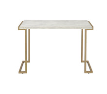 Load image into Gallery viewer, Boice II - Faux Marble Top Sofa Table - White / Champagne
