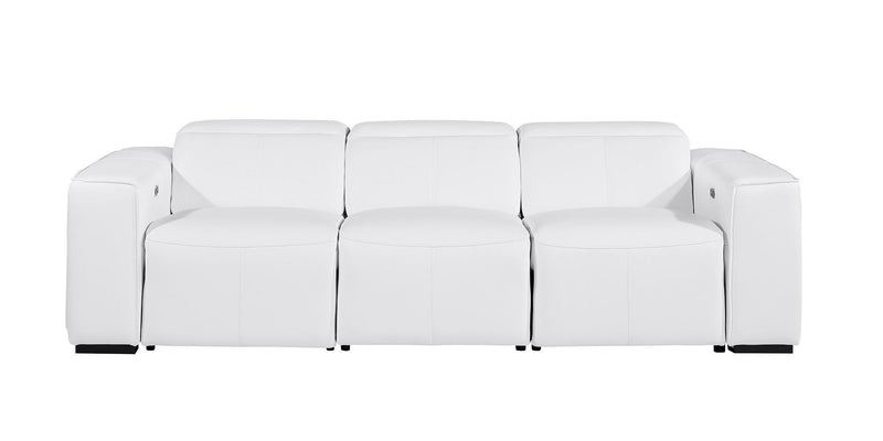 Top Grain Leather Reclining Metal USB Sofa (720390) - White