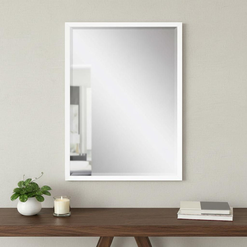38" Wood Accent Mirror - White
