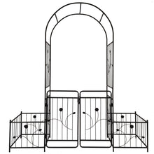 Load image into Gallery viewer, Metal Garden Arch With Gate Wide High Climbing Plants Support Rose Arch Outdoor - Black
