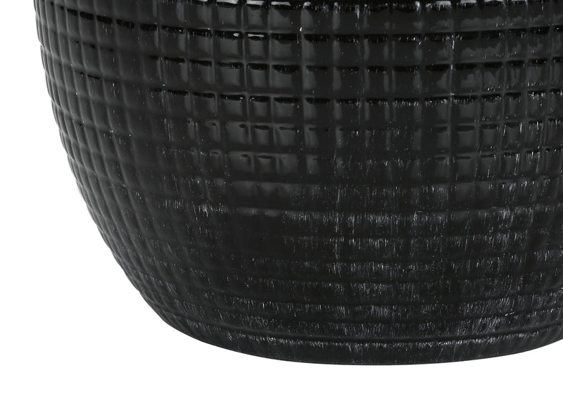 Ceramic Urn Table Lamp With Ivory Drum Shade - Black