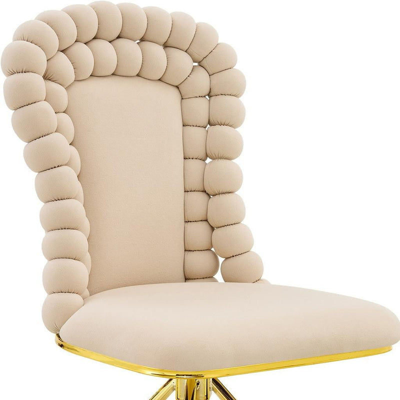 Velvet Metal Partially Open Back Dining Side Chairs (Set of 2) - Beige / Gold