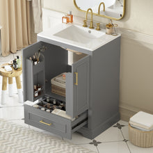 Load image into Gallery viewer, Bathroom Vanity With Sink, 1 Divided Drawer And 2 Soft Close Doors With Double Shelf
