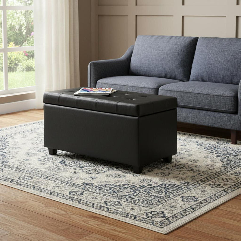 34" Upholstery Storage Ottoman - Dark Brown / Black