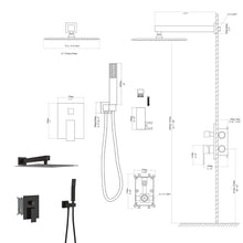Load image into Gallery viewer, Dual Shower Head System With 12" Wall Mounted Square Rain Shower And Rough In Valve
